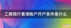 工商银行香港账户开户条件是什么