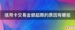 信用卡交易金额超限的原因有哪些