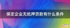 保定企业无抵押贷款有什么条件