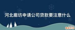 河北廊坊申请公司贷款要注意什么
