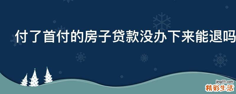 付了首付的房子贷款没办下来能退吗