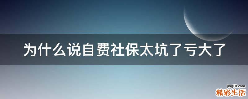 为什么说自费社保太坑了亏大了