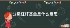 分级杠杆基金是什么意思