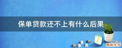 保单贷款还不上有什么后果