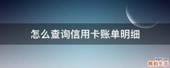 怎么查询信用卡账单明细