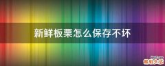 新鲜板栗怎么保存不坏
