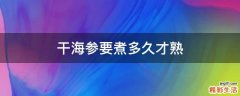 干海参要煮多久才熟