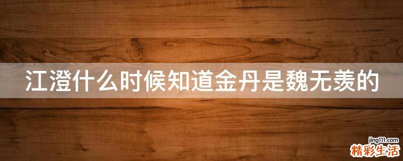 江澄什么时候知道金丹是魏无羡的