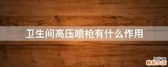 卫生间高压喷枪有什么作用