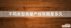 不同类型房屋产权年限是多久