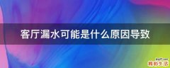 客厅漏水可能是什么原因导致