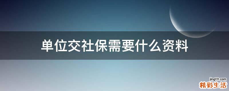 单位交社保需要什么资料