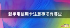 新手用信用卡注意事项有哪些