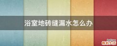 浴室地砖缝漏水怎么办