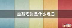 金融理财是什么意思