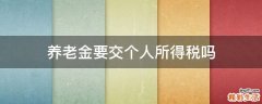 养老金要交个人所得税吗