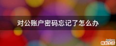 对公账户密码忘记了怎么办