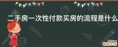二手房一次性付款买房的流程是什么