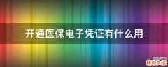 开通医保电子凭证有什么用