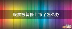 股票被暂停上市了怎么办