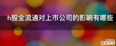 h股全流通对上市公司的影响有哪些