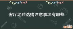 客厅地砖选购注意事项有哪些