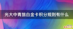 光大中青旅白金卡积分规则有什么