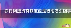 农行网捷贷有额度但是被拒怎么回事