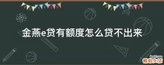 金燕e贷有额度怎么贷不出来