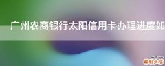 广州农商银行太阳信用卡办理进度如何查询