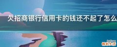 欠招商银行信用卡的钱还不起了怎么办