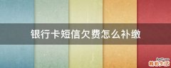 银行卡短信欠费怎么补缴