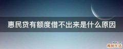 惠民贷有额度借不出来是什么原因