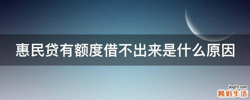 惠民贷有额度借不出来是什么原因
