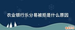 农业银行乐分易被拒是什么原因