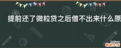 提前还了微粒贷之后借不出来什么原因