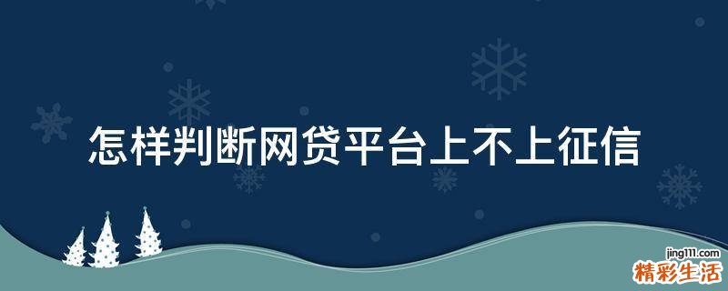 怎样判断网贷平台上不上征信