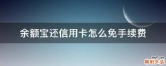 余额宝还信用卡怎么免手续费