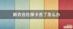 新农合社保卡丢了怎么办