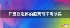 开盘就涨停的股票可不可以买