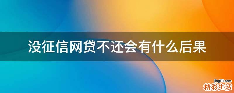 没征信网贷不还会有什么后果