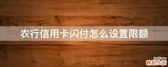 农行信用卡闪付怎么设置限额