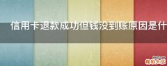信用卡退款成功但钱没到账原因是什么