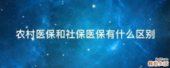 农村医保和社保医保有什么区别