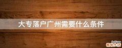 大专落户广州需要什么条件