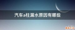 汽车a柱漏水原因有哪些