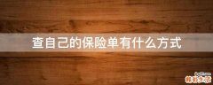 查自己的保险单有什么方式