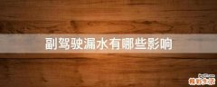 副驾驶漏水有哪些影响