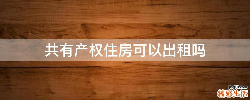 共有产权住房可以出租吗