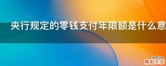 央行规定的零钱支付年限额是什么意思